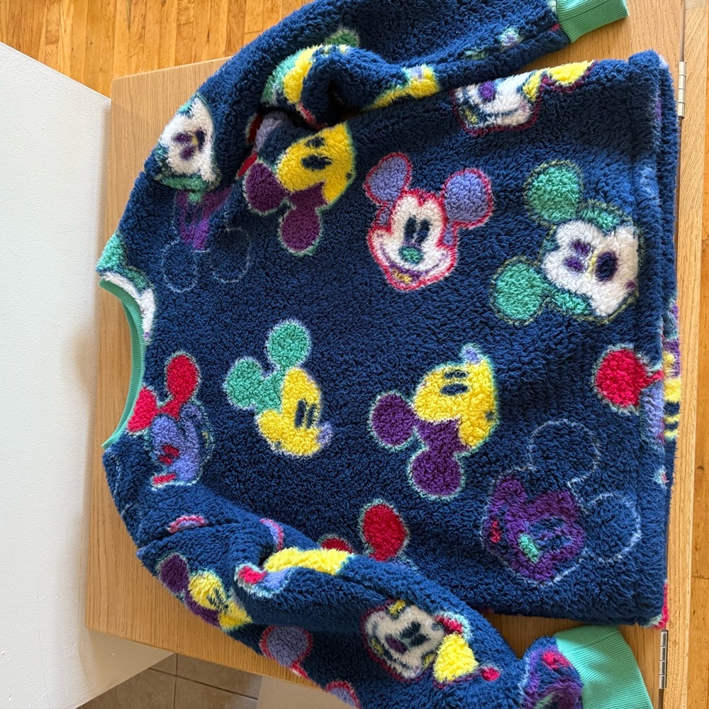 Disney World Parks Colorful Mickey Mouse Fleece Sherpa Size M Spirit Jersey